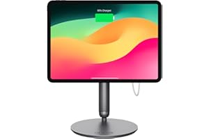 LULULOOK Actualización Soporte magnético de Carga inalámbrica para iPad Pro 11'' 1/2/3/4th,iPad Air 10.9'' 4/5th,Soporte Plegable de Aluminio Base giratoria de 360° para iPad Air 11'' M3/M2,con Cable