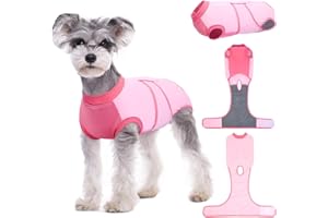 Kuoser Dog Recovery Suit M – Post Surgery Suit for Female & Male Dogs, Adjustable Surgical Onesie with Open Belly Design, Breathable Body Suit for Dogs After Surgery, Pink