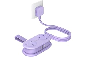 ORICO Travel Extension Lead with USB Slots, 2 Outlets 3 USB Ports (1 USB C), 3250W 13A Socket Extensions, Rollable Externsion Cord for Travel/Home/Office, Essentials Cruise Approved Power Strip-Purple