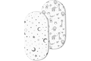 Jmitha Drap Housse Bébé Coton Lot de 2, Protège Matelas 75x33cm/72x32cm/70x30cm/80x46cm pour Couffin et Berceau Universels Fille ou Garçon Drap Lits Bébé Literie pour Bébé