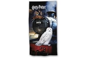 BrandMac Harry Potter Poudlard Express Serviette de Bain en Coton Motif Chouette 70 x 140 cm