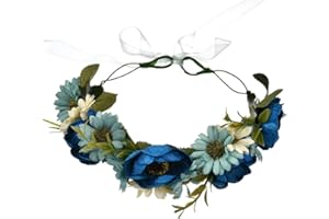 YAZILIND Boda Nupcial Rosa Flor Guirnalda Corona de Dama de Honor Tocado Floral Garland Playa Foto apoyos Diadema (Azul)