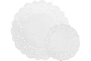 oruola 100 szt. serwetki koronkowe, białe papierowe serwetki, jednorazowe papiery serwetki białe do tacek deserowych, opakowanie po 50 szt. po 11,4 cm, 21,6 cm, pieczone, grillowane, smażone jedzenie