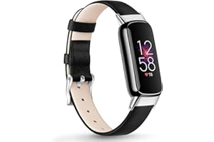 Vancle für Fitbit Luxe Armband Leder für Damen Herren,Weiches Atmungsaktives Leder Sport Armband Ersatzarmbänder für Fitbit Luxe(Schwarz)
