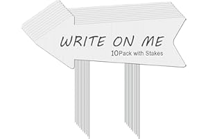 Tefola Arrow Yard Signs with Stakes, 10pcs 17 X 6 Inch White Plastic Blank Wedding Directional Yard Signs,Arrow Yard Signs For Weddings, Parties, Guidepost Decorations