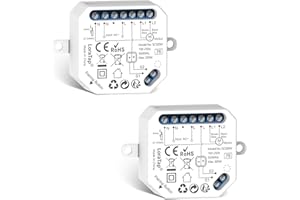 LoraTap 2 Interrupteur Module Volet Roulant Connecté, Commutateur Rideau Stores WiFi, Compatible avec Alexa Google Home pour Commande Vocale, Minuterie Intelligent Moteur Mural