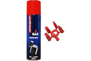 HYTAMA TOOLS Gas per accendini 300 ml con 5 adattatori | Impurità quasi zero | Bruciatore per birra a fiamma | Gas di ricarica | Accendino a stelo Stormlighters (1)