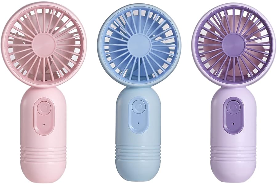 3 Packs of Mini Portable Fan, Cute Handheld Battery Operated Lightweight Personal Fan With 3 Speeds and USB Rechargeable Eyelash Design for Girls, Kids, Women, Men - Office, Outdoor, Travel, Camping