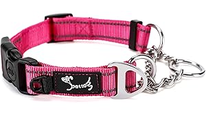 PETTOM Collare Semistrozzo Cane, Collare Cane Con Serratura di Sicurezza, Regolabile e Riflettente, Collare a Strozzo per Cani di Piccola, Media e Grande Taglia (S, Rosa)