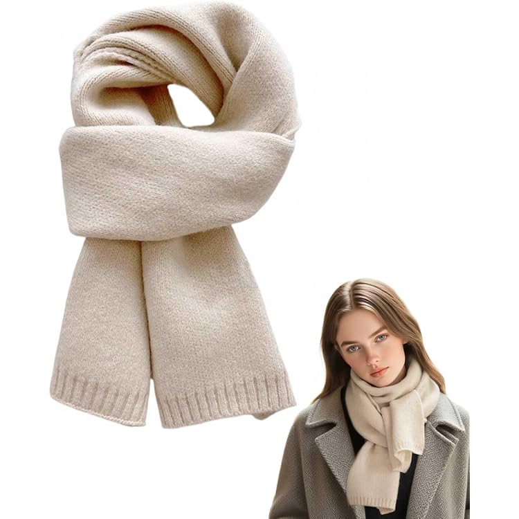 Écharpe Tricotée Hiver Pour Femme - Beige, Douce Et Chaude - 160x20 Cm - Unisexe, Cadeau Idéal - 11