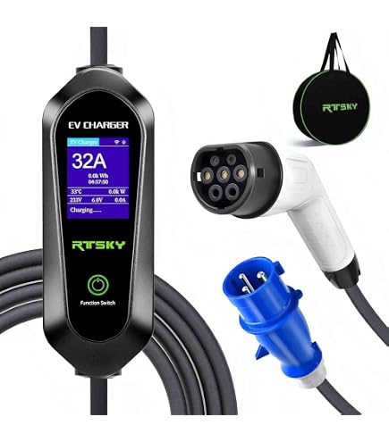 Chargeur Voiture Electrique Type 2 - 3,68kW 16A Avec Ecran - Câble 6m Recharge à Domicile Ou Voyage