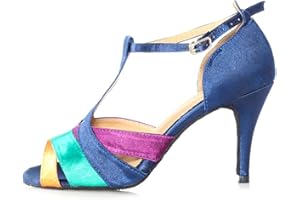 HROYL Donna Satin Scarpe da Ballo Latino/Salsa/Tango Sandali Latino Scarpe da Ballo Liscio,Model YCL019