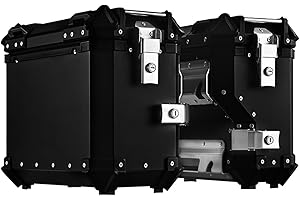 YGLOPHIC Valigie Laterali In Alluminio Per Moto 38L Tour Trunk Borse Da Sella Rigide Universali Borse Laterali Per Moto Impermeabili E Anticollisione Con Serratura Di Sicurezza Per Bagagli Del Casco Black,C