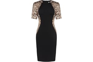 GRACE KARIN Women Sequin Dress Elegant Crew Neck Bodycon Mini Dress Evening Party Club Dress