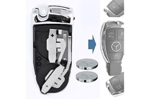 MT KEY Mando a distancia para llave de coche, 1 soporte para batería + 2 pilas CR2025 para Mercedes Benz