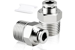 TAILONZ PNEUMATIC Male Straight 6mm Tube OD x 1/2 Inch BSP Thread Push to Connect Fittings Copper Nickel Plating TPC6-04 (Pack of 5)