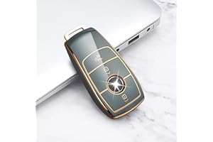 Juttzzei MERCEDES Key Cover for Mercedes BENZ A C E G S Class AMG GLK GLA GLC GLE GLS GT SL SLC SLS SLK Key Cover, Mercedes BENZ Key Cover, Soft Premium TPU AMG Key Fob Cover- 3 Bottons (Blue-gray)