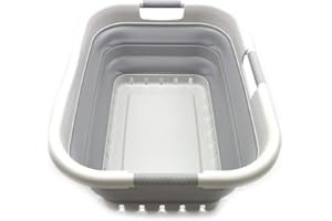 SAMMART 41L Cesto de Ropa Plegable de plástico con 3 manijas - Contenedor/Organizador de Almacenamiento emergente Plegable - Tina de Lavado portátil - Cesto/Cesta de Ahorro de Espacio (Gris/Gris) 41L