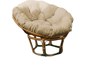 Chilly pilley Coussin Rond pour Papasan Fauteuil en Rougein Coussin De Fauteuil Jardin Coussin De Siège Matelassé avec Boucles (110cm, Crème)