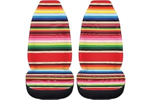 Coloranimal Autositzbezug-Set, bunt, Mexiko-Streifen, 2-teilig, Regenbogenfarben, Auto-Vordersitzkissen, Schutz, Zubehör für Damen und Herren