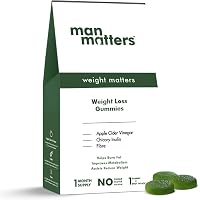 Man Matters Weight Loss ACV Gummies - Apple Cider Metabolism Booster Capsules, Appetite Suppressant and Fat Burners for Men - Gelatin and Sugar Free Vegan Chewable Tablets (One Month Pack)