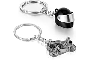AOZUO Lot de 2 Porte clés Casque de Moto, Idée Cadeau Motocycliste, Cadeau Motard, Mini Porte clés 3D, Porte clés Casque de Moto, Pendentif pour Cadeaux d'anniversaire et de Vacances