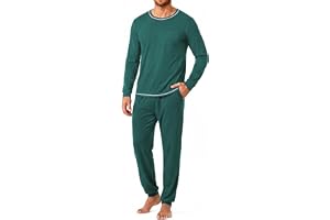 Ekouaer Pyjamasset för män, mjuka pyjamasset, långärmad, topp, elastiska och dragsnöre, underdelar, sovkläder, pyjamas, set