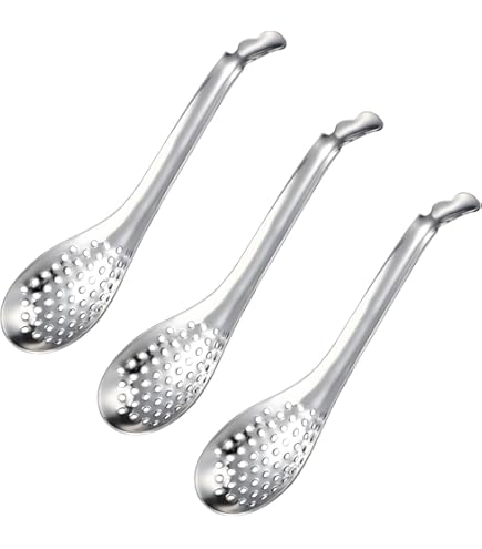 Cucchiaio Per Caviale Molecolare In Acciaio Inox – 56 Fori Per Sfere Di Frutta E Salse – Lunghezza 17 Cm