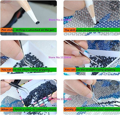 DIY Wanddeko Wandtattoo Diamant-Stickerei-Diamant-Mosaik Pfau Diamant-Malerei Kreuzstich Kits 30x50cm Wandaufkleber Wandsticker für Wohnzimmer Kinderzimmer Schlafzimmer Büro Dekor usw. (Kopf nach links) - 6