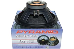 GK SOUND 1 Pyramid PW1248USX woofer 30 cm 300 mm 12", 250 vatios rms 500 vatios máx, impedancia 8 ohmios, sensibilidad 89,2 db, para hogar, DJ, Discoteca, Fiesta, 1 Pieza