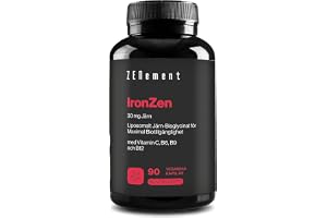 IronZen 30 mg Järn med Vitamin C, B6, B9 och B12 – Zenement | Järnbisglycinat i liposomal och kelaterad form – 90 Veganska Ka