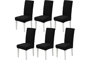 Xundefeng Stuhlhussen 6er Set Schwarz Stretch Hussen für Stühle Schwingstühle Esszimmerstühle Esszimmer Stuhlbezüge