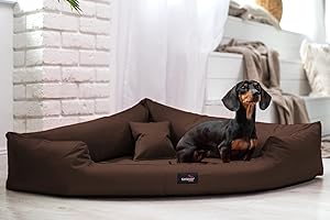 tierlando Legowisko dla psa Trivia łóżko narożne sofa narożna M L XL trójkątne narożnik sofa dla psa A rozmiar TR4-100 cm | B kolor: 01/brązowy