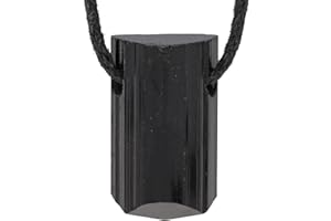 Lebensquelle Plus Colgante de Schörl y turmalina negra | Cristal cultivado naturalmente, S, Acero inoxidable, Cinta de algodón