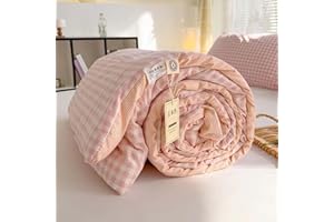 AHYBE Copriletto Estivo Morbido e Confortevole, Stampa Digitale Bianca, 150x200cm, Rosa, Cotone, 100% Cotone, Adulti, Unisex, Tutte le Stagioni, Uso Domestico, Viaggio, Campeggio, Picnic