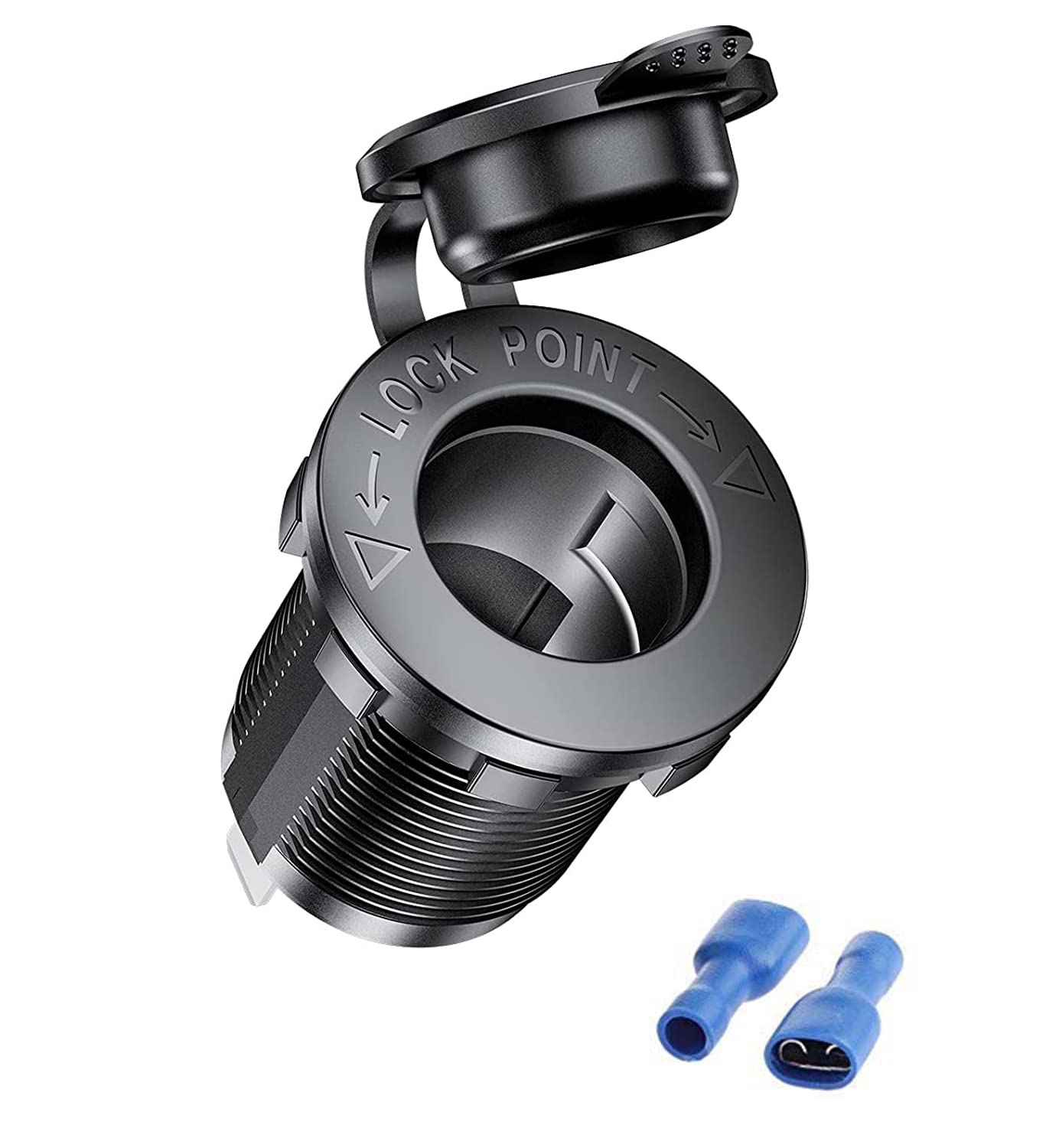 ACUTAS 12V Waterproof Cigarette Lighter Socket USB Charger Socket Adapter Car Power Outlet Socket for Tablets, Cellular Phones- (Black)