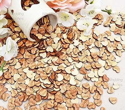 Wedding Touches Lot de 100 cœurs en bois style shabby chic avec inscription Love 15 mm