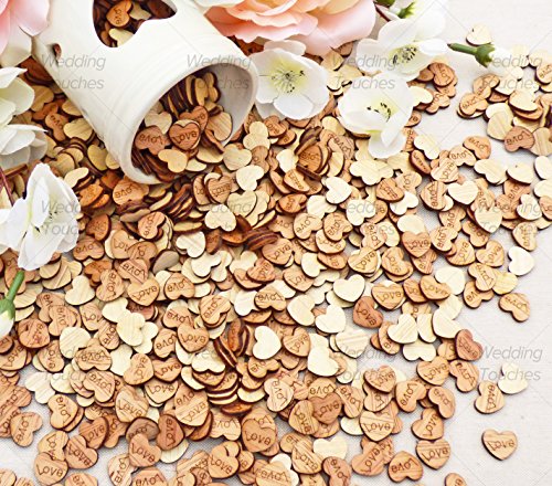 15 mm Love Herzen aus Holz Shabby Chic Craft Scrapbook Vintage Konfetti Herzen – 100 Stück