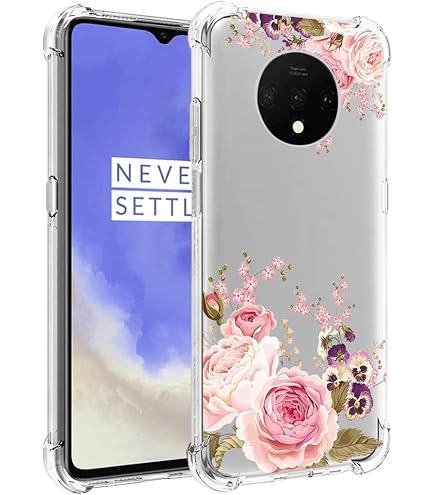Schutzhülle Für OnePlus 7T Pro 5G – Transparent Mit Blumenmuster, Weiches TPU, Stoßfest