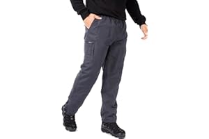 LABEL APPAREL Mens Fleece Lined Thermal Cargo Trousers Elasticated Waist