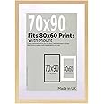 A2Z Home Solutions® Wall Photo Frame Pine 70x90 cm Frame With 80x60 cm Mount Picture Poster Print With Clear HD Perspex 30x15 MM Moulding Mounting Hooks MDF Backboard