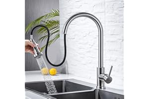 ONECE Kran kuchenny rozszerzany o typy 2-strumieniowe, Bateria Kuchenny mikser zlewozmywaków ze stali nierdzewnej, obrotowy o 360° do kuchni, matowy