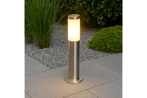 CGC Lighting Stainless Steel Silver Outdoor Post Bollard Outdside Light Indoor Garden Patio Porch Door Conservatory Decking Shed (Medium)
