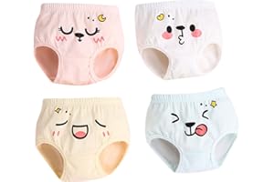 UNOSHENG Lot de 4 culottes en coton pour bébé fille garçon et enfant