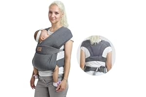 vrbabies Babytrage für Neugeborene ab Geburt Extra Weich,Bauchtrage Baby-Tragetasche Ergonomisch Geeignet für Babys im Alter von 3-24 Monaten(3.5-15kg) (dunkelgrau)