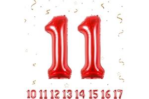 PARTYHAUSY Number Balloons 11,Red Balloons 11 for Birhtday Party Decoration,40 Inch Giant Helium Foil Number Balloons for Women Men 11th Birthday Party Decor Anniversary Party Decorations Supplies