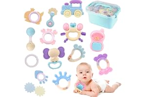 Baby Teether Toy Rattle for Baby Toys 10+ Months Plus with Storage Box -14 Pcs BPA Free Soft Silicone Teething Toys Newborn Baby Sensory Toys for 1+ Year Old Early Educational Gifts (14Pcs)