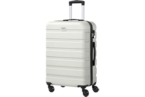 AnyZip Valigia Media PC ABS Rigida e Leggero con Chiusura TSA e 4 Ruote Doppie Girevol (Bianco,L)
