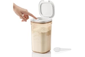 Yimomoyi One Touch Baby mjölkpulverdispenser, 2 000 ml bärbar lufttät matförvaringsbehållare med lock för formelpulver, kaffebönor, flingor, mjöl – inkluderar utjämningsstång