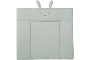 roba Materassino per Fasciatoio roba Style, 85 x 75 cm, con Orsacchiotto Benny, Morbido e Lavabile, Idrorepellente e Antimacchia, Traspirante, con Bordi Rialzati, Verde